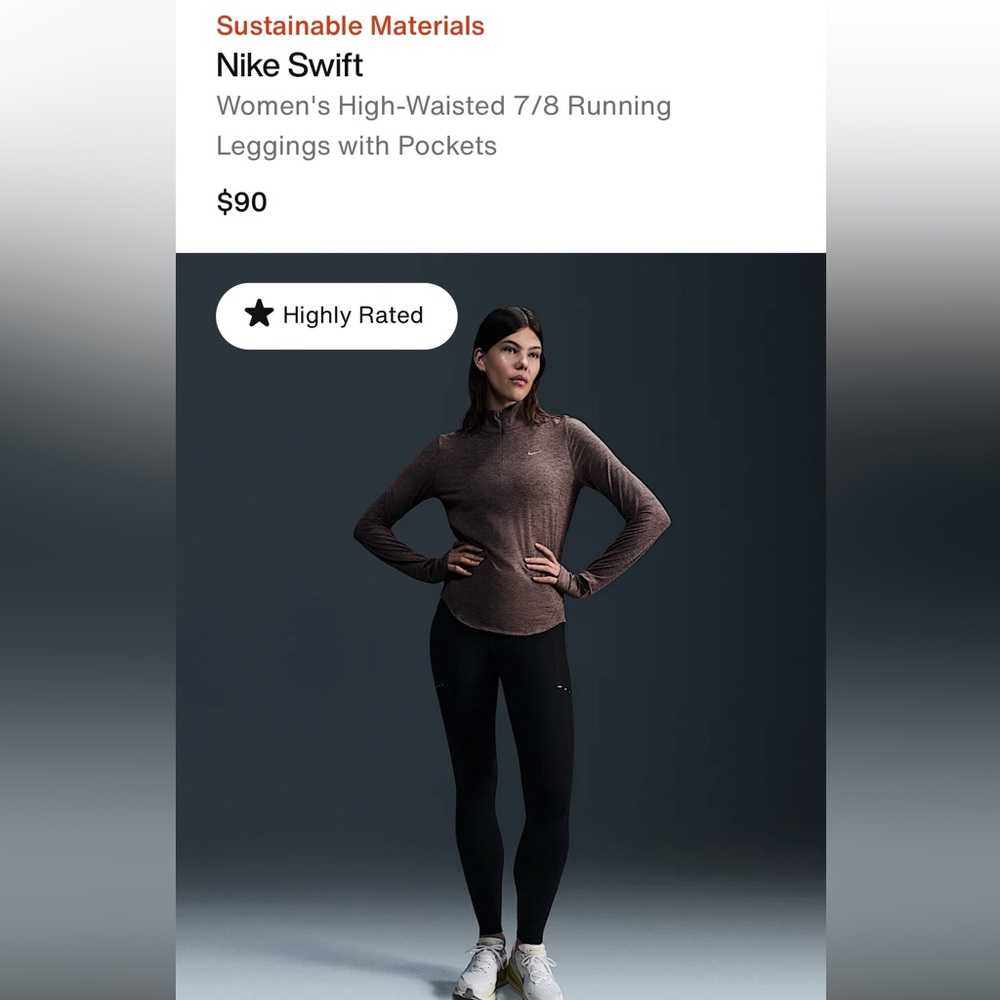 Nike Swift Black High-Waisted Running Leggings Size Small NWT